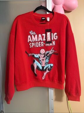 BNWT Marvel The Amazing Spider-Man Crewneck Fleece Sweater Sweatshirt - Large